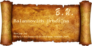Balassovich Urbána névjegykártya